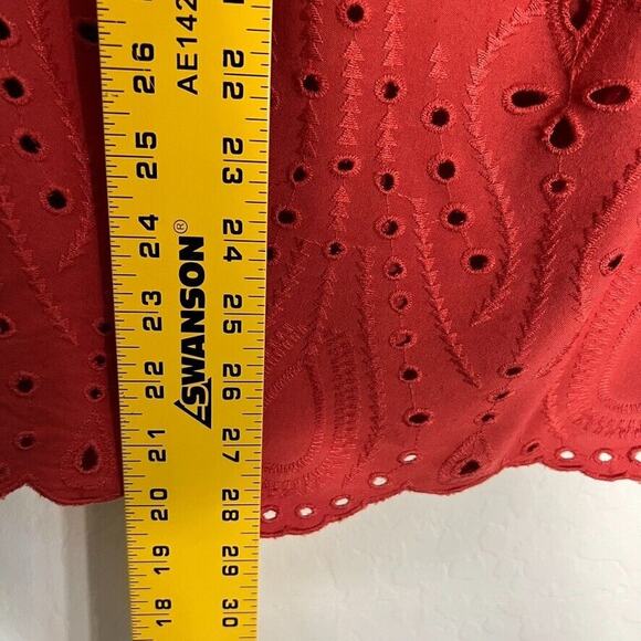 Torrid Top Blouse Eyelet Pintuck Plus 4 Burnt Orange Embroidered Boho Festival - Picture 4 of 10